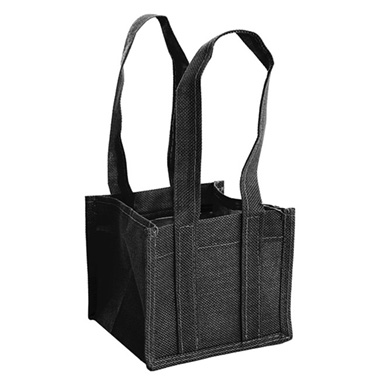 Jute Gift Bags - Poly Flax Jute Posy Bag w Liner Black (23x23x20cmH)