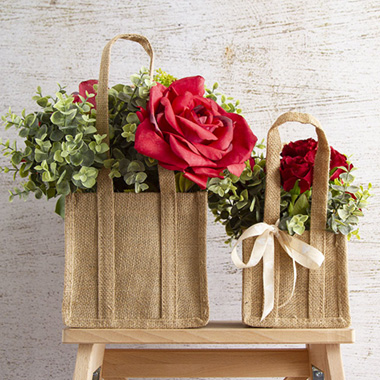 Natural Jute Posy Bag With Plastic Liner (23x23x20cmH)