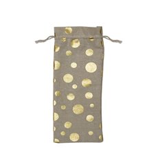 Wine Gift Bags - Fabric Wine Bag Large Metallic Gold Dot (13x31cmH) Pack 10