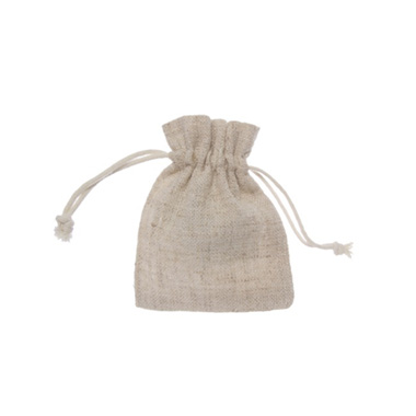 Jute Pouches - Linen Look Drawstring Pouch Small Natural (8x10cmH) Pack 10