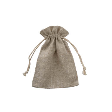 Jute Pouches - Faux Linen Bomboniere Gift Bag Medium Pk6 Natural(11x16cmH)