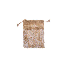 Hessian Drawstring Pouch Lace Small Natural(8x10cmH) Pack 10