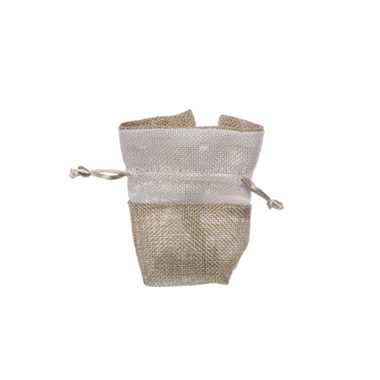 Jute Pouch with White Trim Small Natural (8x8cmH) Pack 10