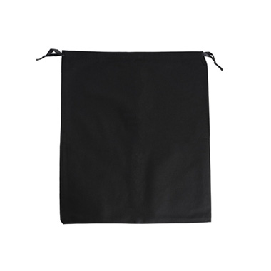Reusable Shopping Bags - Calico Bag with Ribbon Tie Black Pack 2 (35Wx40cmH)