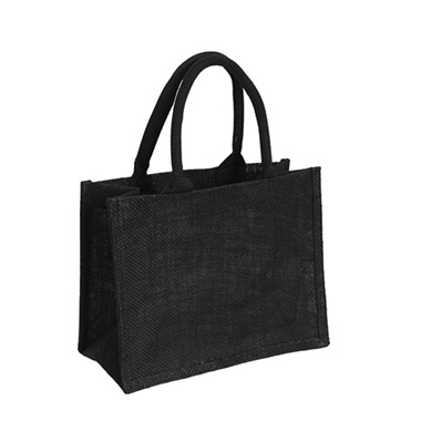 Reusable Shopping Bags - Jute Reuseable Shopping Carry Bag Black (25Wx12Gx20cmH)
