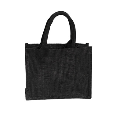 Jute Reuseable Shopping Carry Bag Black (25Wx12Gx20cmH)