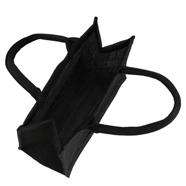 Jute Reuseable Shopping Carry Bag Black (25Wx12Gx20cmH)