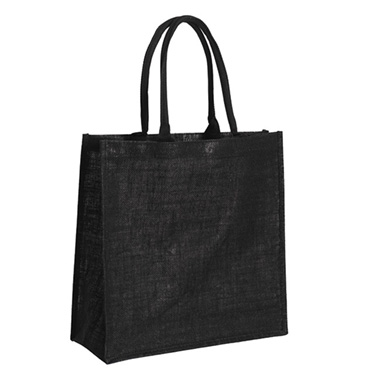 Reusable Shopping Bags - Jute Reuseable Shopping Carry Bag Black (40Wx15Gx40cmH)