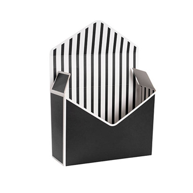 Envelope Gift Boxes - Envelope Flower Box Large Pk5 Stripes Black (23Lx8Dx16cmH)