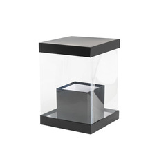 Gift Box With Lid - Flower Presentation Gift Box Clear and Black (20x20x28cmH)