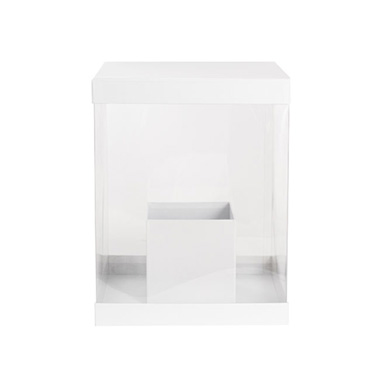 Flower Presentation Gift Box Large Clear White (25x25x32cmH)