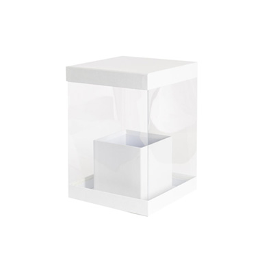 Flower Presentation Gift Box Clear and White (20x20x28cmH)