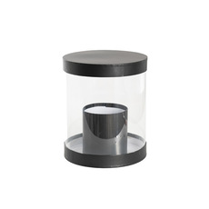 Gift Box With Lid - Flower Presentation Cylinder Box Clear and Black (22x26cmH)