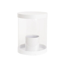 Acrylic & PVC Display Gift Box - Flower Presentation Cylinder Box Large White (25x32cmH)