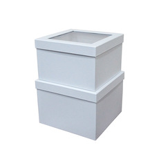 Hat Boxes - Gift Flower Box with Window White Black Set 2 (25x18Hcm)