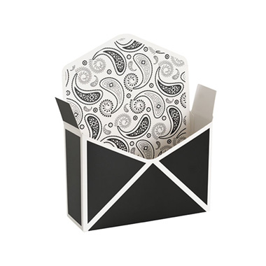 Envelope Gift Boxes - Envelope Flower Box Large Paisley Black Pk5 (23Lx8Dx16cmH)