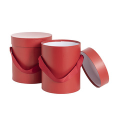Hat Boxes - Hat Gift Box Deluxe with Handle Blood Red (20Dx22cmH) Set 2