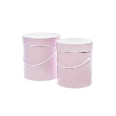 Hat Boxes - Hat Gift Box Deluxe with Handle Baby Pink (20Dx22cmH) Set 2