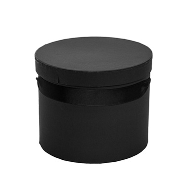Flower Hat Box with Ribbon Round Set 3 Black (18.5cmx15cmH)