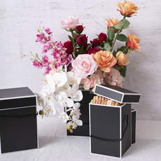 Gift Flower Box Deluxe Square Silhouette Blk(18x25cmH)Set 3