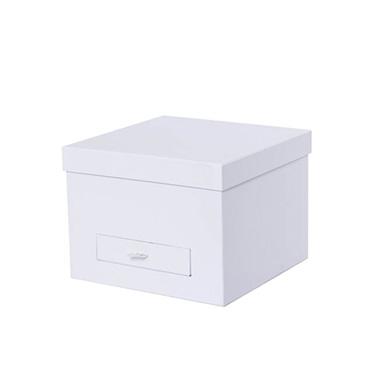 Gift Box With Lid - Gift Flower Box with Gift Drawer White (20x20x15cmH)