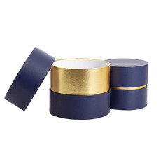 Hat Boxes - Luxe Hat Gift Box Navy with Gold Insert Set 2 (18.5Dx15cmH)