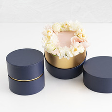Luxe Hat Gift Box Navy with Gold Insert Set 2 (18.5Dx15cmH)
