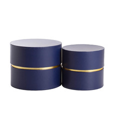 Luxe Hat Gift Box Navy with Gold Insert Set 2 (18.5Dx15cmH)