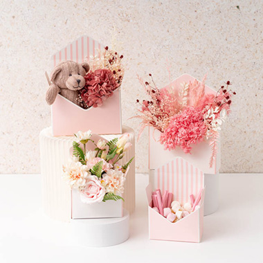 Envelope Flower Box Small Pack 5 White Pink (15.5Lx8Dx11cmH)