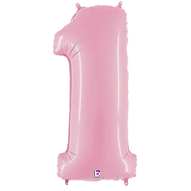 Foil Letters & Number Balloons - Foil Balloon 40 (101.6cmH) Number 1 Pastel Pink