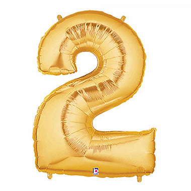 Foil Letters & Number Balloons - Foil Balloon 40 (101.6cmH) Number 2 Gold