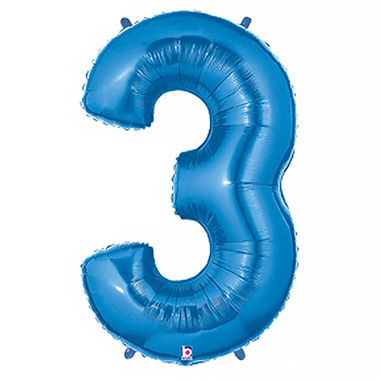 Foil Letters & Number Balloons - Foil Balloon 40 (101.6cmH) Number 3 Blue