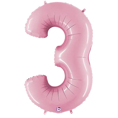 Foil Letters & Number Balloons - Foil Balloon 40 (101.6cmH) Number 3 Pastel Pink