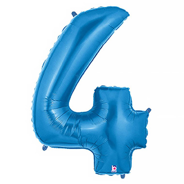 Foil Letters & Number Balloons - Foil Balloon 40 (101.6cmH) Number 4 Blue