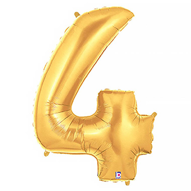 Foil Letters & Number Balloons - Foil Balloon 40 (101.6cmH) Number 4 Gold