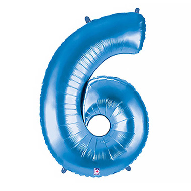 Foil Letters & Number Balloons - Foil Balloon 40 (101.6cmH) Number 6 Blue