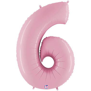 Foil Letters & Number Balloons - Foil Balloon 40 (101.6cmH) Number 6 Pastel Pink