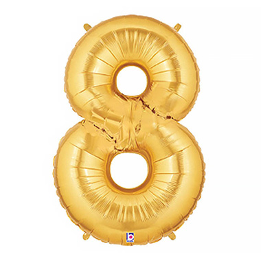 Foil Letters & Number Balloons - Foil Balloon 40 (101.6cmH) Number 8 Gold