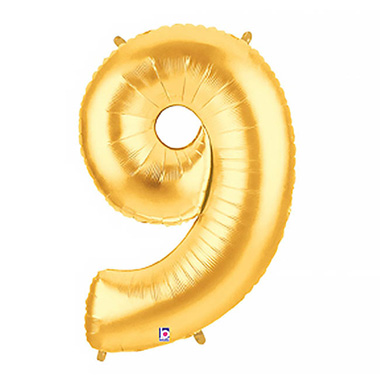 Foil Letters & Number Balloons - Foil Balloon 40 (101.6cmH) Number 9 Gold