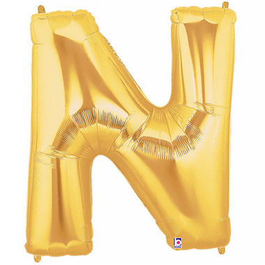 Foil Letters & Number Balloons - Foil Balloon 40 (101.6cmH) Letter N Gold
