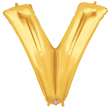 Foil Letters & Number Balloons - Foil Balloon 40 (101.6cmH) Letter V Gold