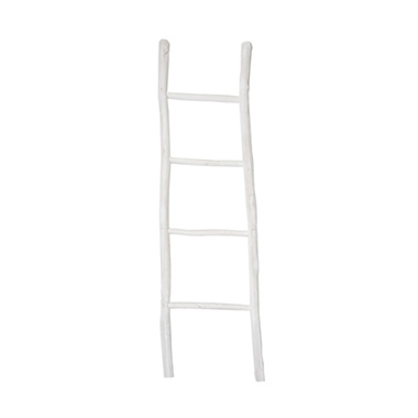 Decorative Wooden Ladder White (38x4.5x150cmH)