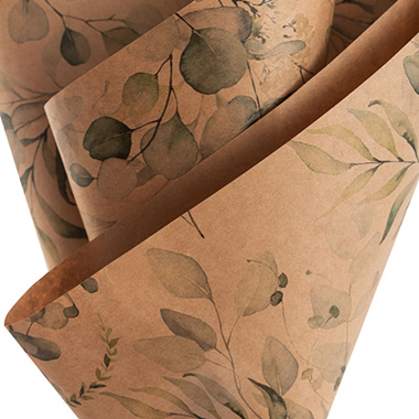 Kraft Paper Eucalyptus Print 80gsm Brown Pack 100 (50x70cm)