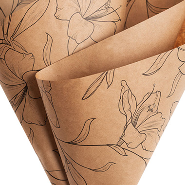 Kraft Paper Lily Print 80gsm Brown Pack 100 (50x70cm)