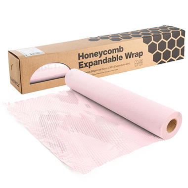 Honeycomb Wrap - Kraft Paper Honeycomb Expandable Roll Baby Pink (50cmx30m)