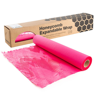 Honeycomb Wrap - Kraft Paper Honeycomb Expandable Roll Hot Pink (50cmx30m)