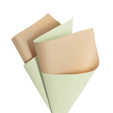 Coloured Kraft Paper - Kraft Paper Duo 80gsm Sage Green & Brown Pack 100 (50x70cm)