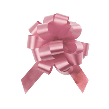 Pull Bows - Ribbon Pull Bow Pom Pom Baby Pink (18mmx8.75cmD) Pack 5