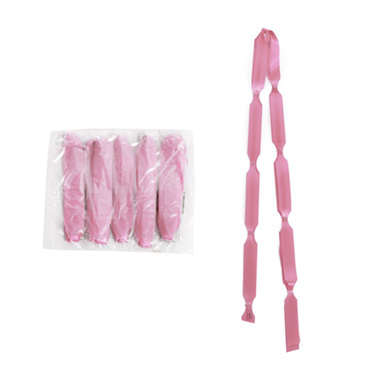 Ribbon Pull Bow Pom Pom Baby Pink (18mmx8.75cmD) Pack 5