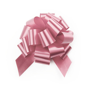 Ribbon Pull Bow Pom Pom Baby Pink (32mmx12.5cm) Pack 5